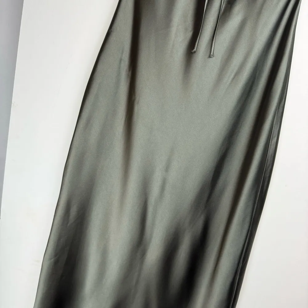 NWT  Satin Slip Dress Sz Large Tie Front Halter Neck Midi - Image 10