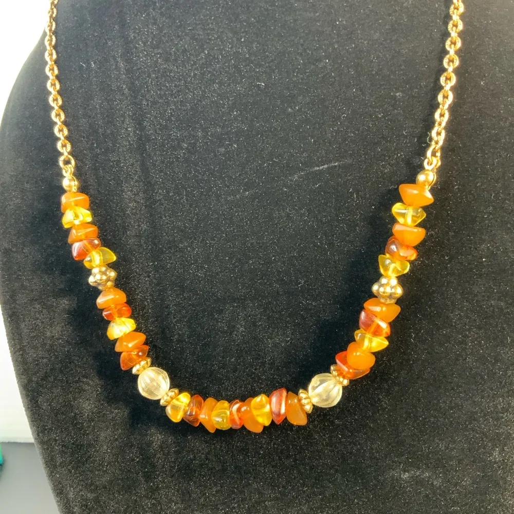 Avon Vintage choker Amber Fashion Necklace Signed SAQ 16” Orange - Image 2