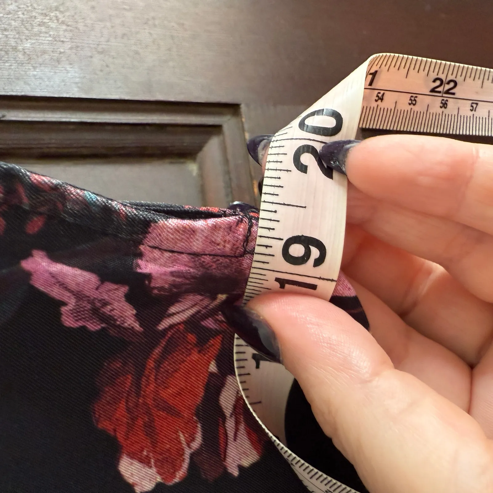 MADEWELL | Black Floral Wide V Neck Midi Dress Vegan Silk 1920s Style | Size 8 - Image 8