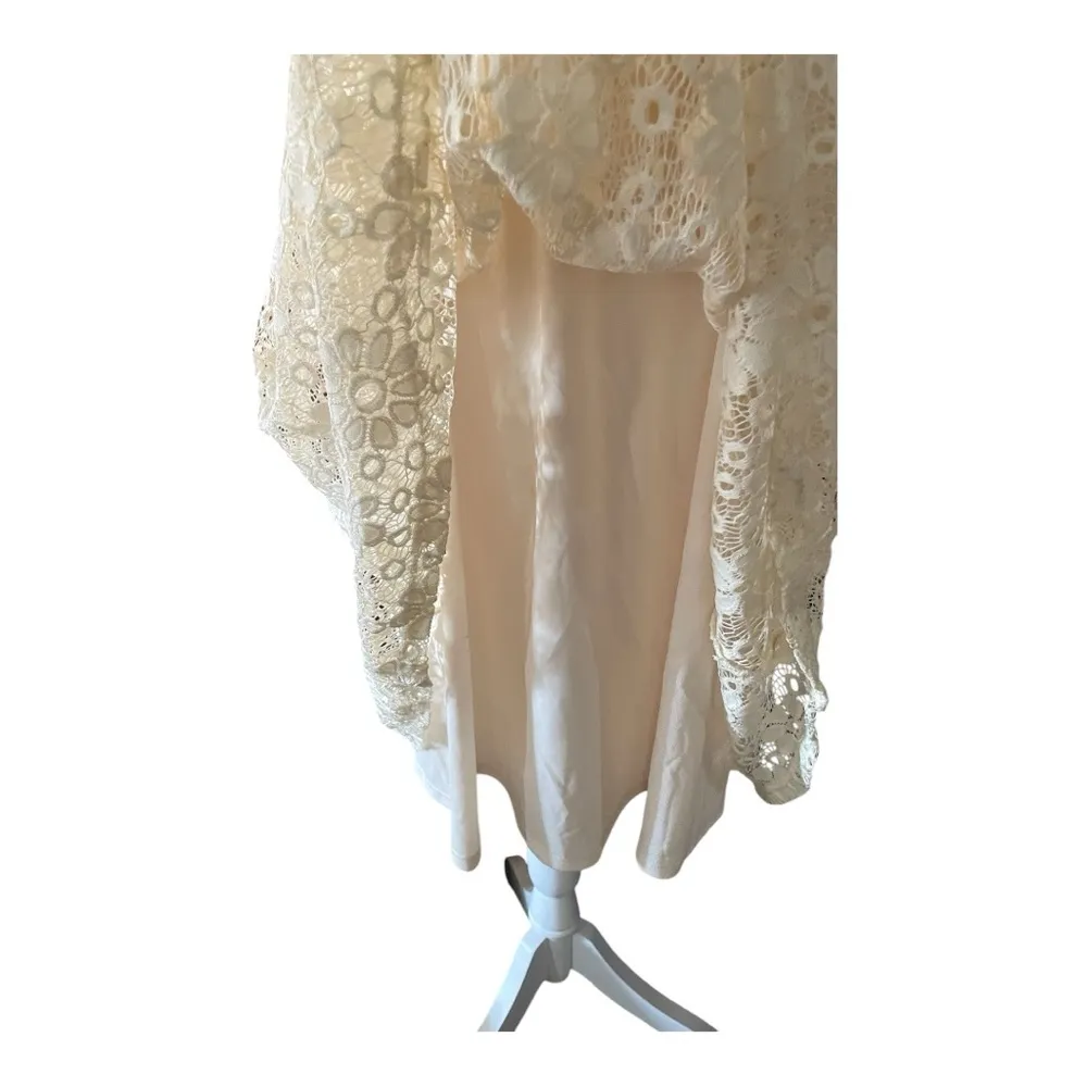 Women’s Established 1962 Cream Fit and Flare Midi Floral Lace Dress Cap Sleeves Size 10 - Image 4