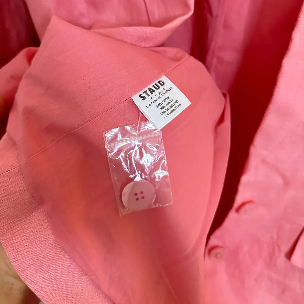 STAUD Maxwell Linen Blazer in Rosebud Size Medium - Image 6