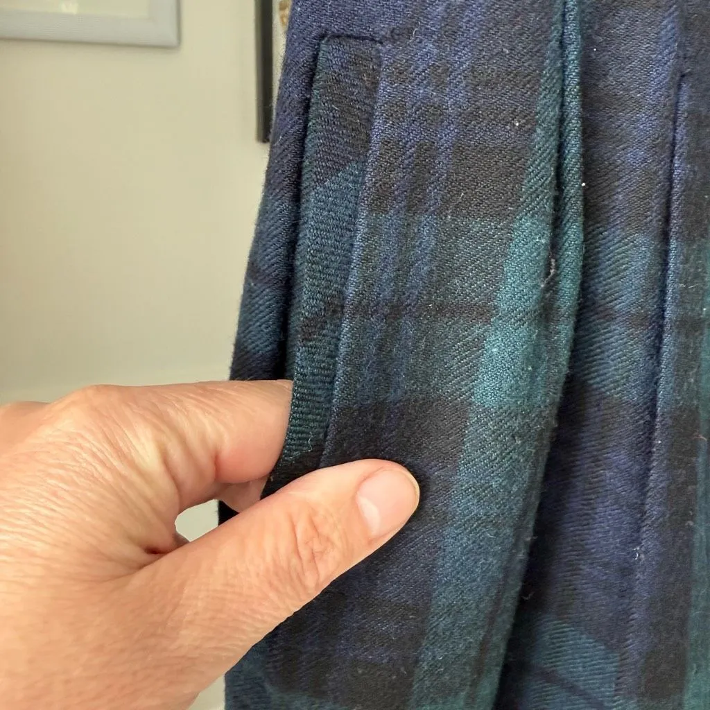 Vintage 90s Summit Hill 100% Wool Blackwatch Plaid Pleat Front Trousers Pants 10 Blue - Image 4