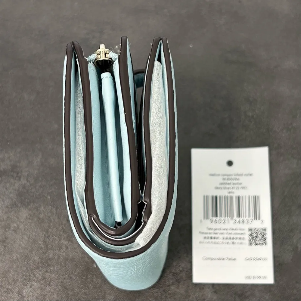 kate spade Leila Medium Compact Bifold Wallet Dewy Blue NWT - Image 7
