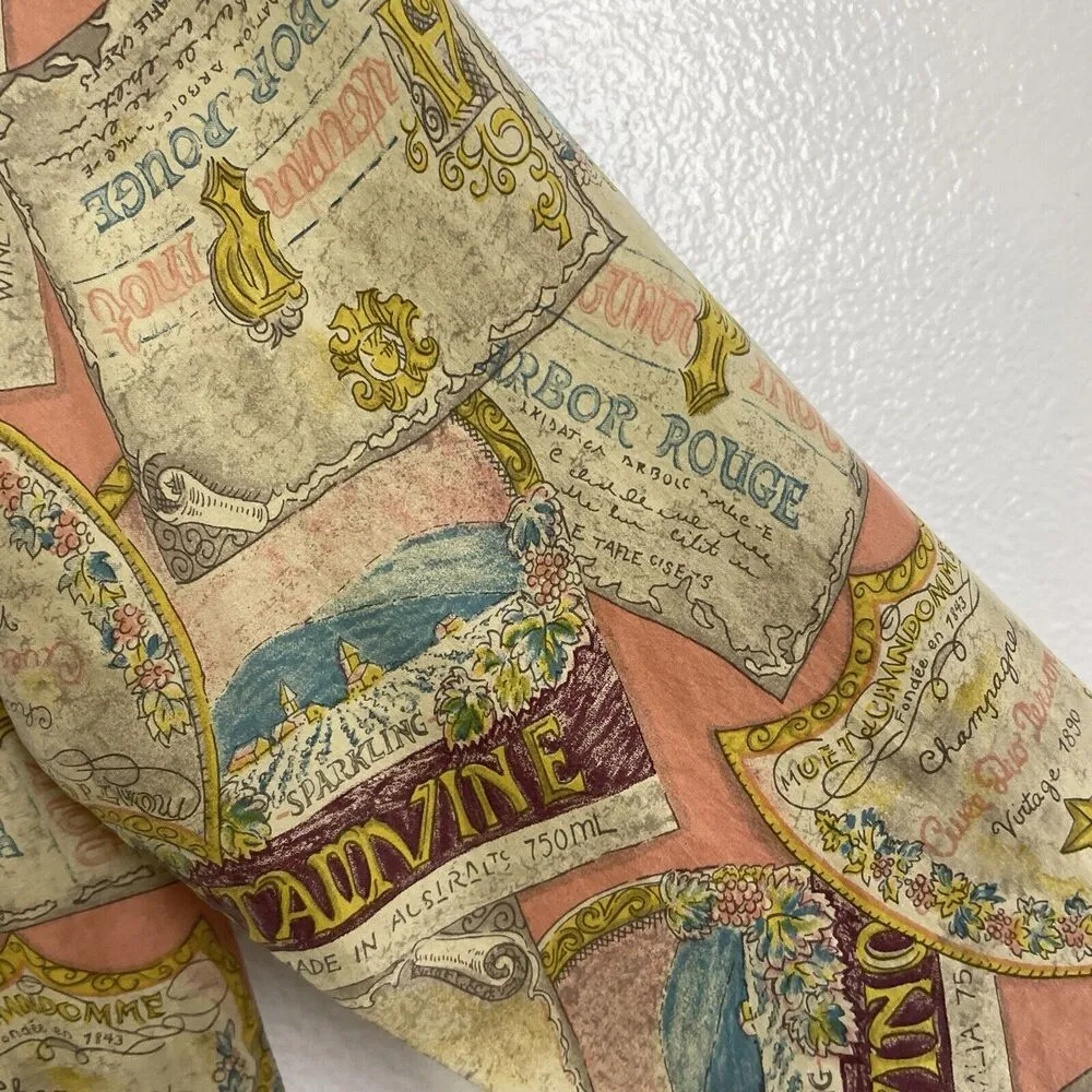 Rouie Women's Silk Blouse Size 12 Button Up Shirt Top Multi Vino Wine Print Tan - Image 7