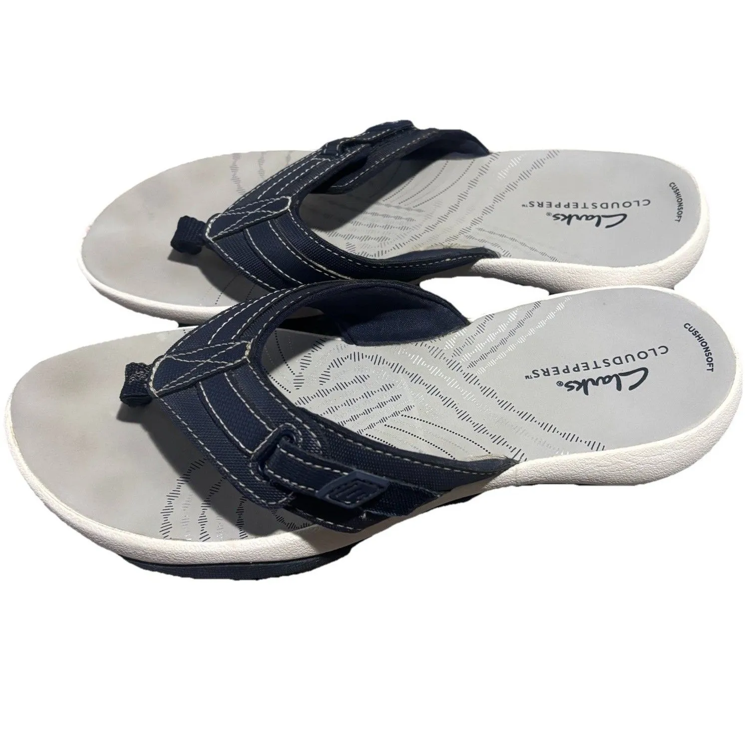 Clarks Cloudsteppers Navy Sandals Womens Sz 8 Thong‎ Flip Flop - Image 4