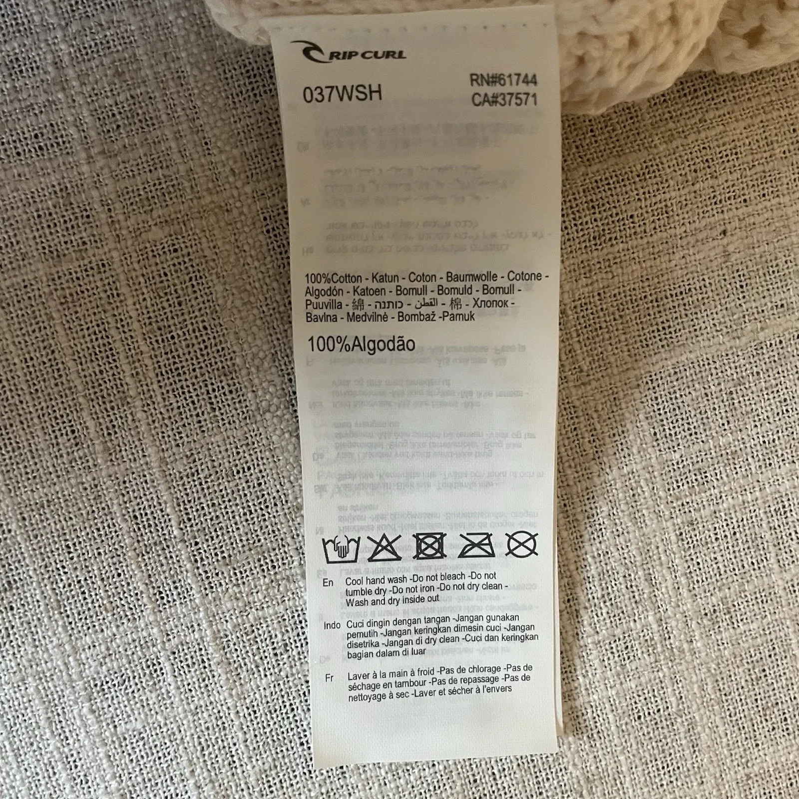 Rip‎ Curl Cream Crochet Collared Button-Up Knit Top XS 100% Cotton NWT - Image 10