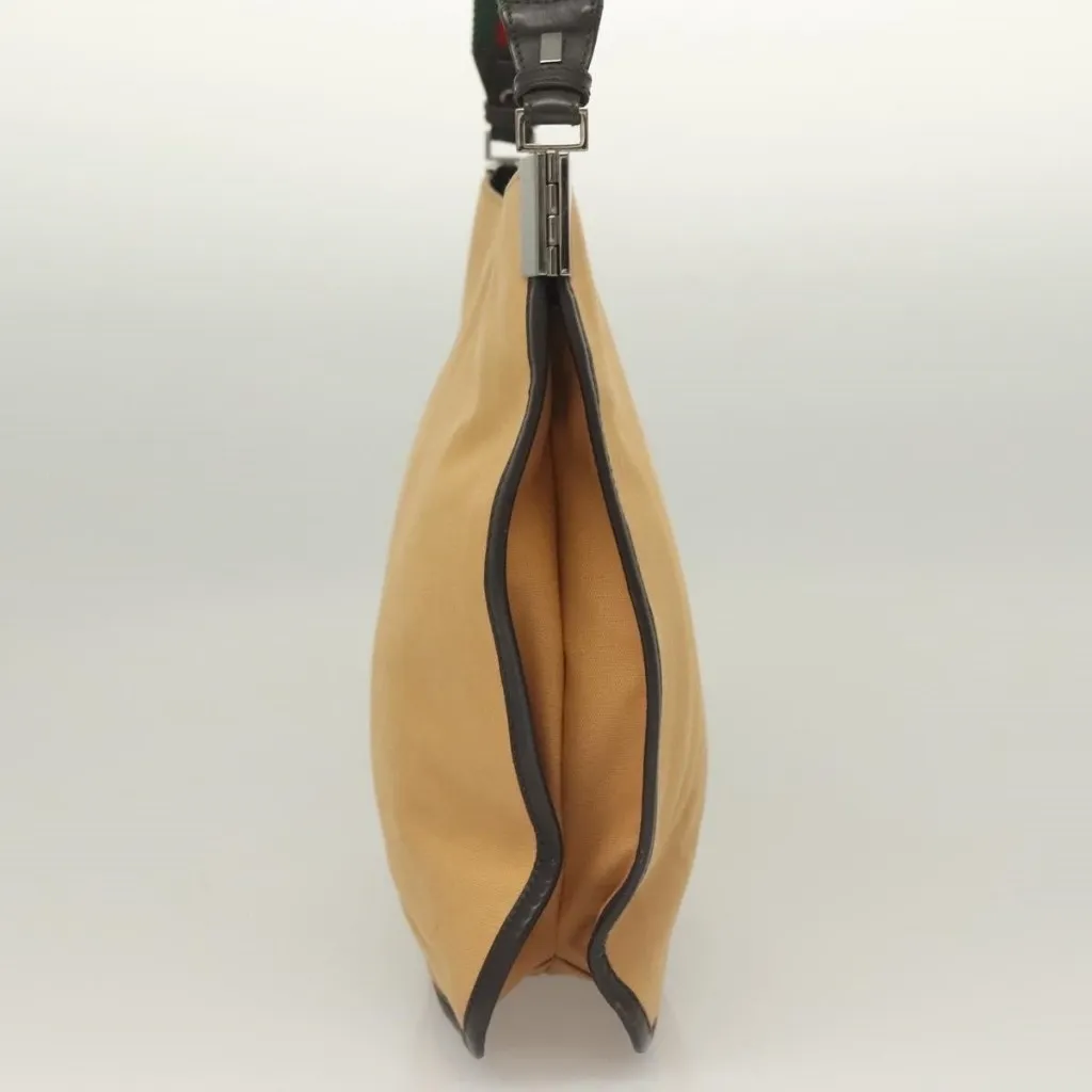 Web Sherry Line Shoulder Bag Canvas Beige Silver 001 4321 Authentic - Image 10