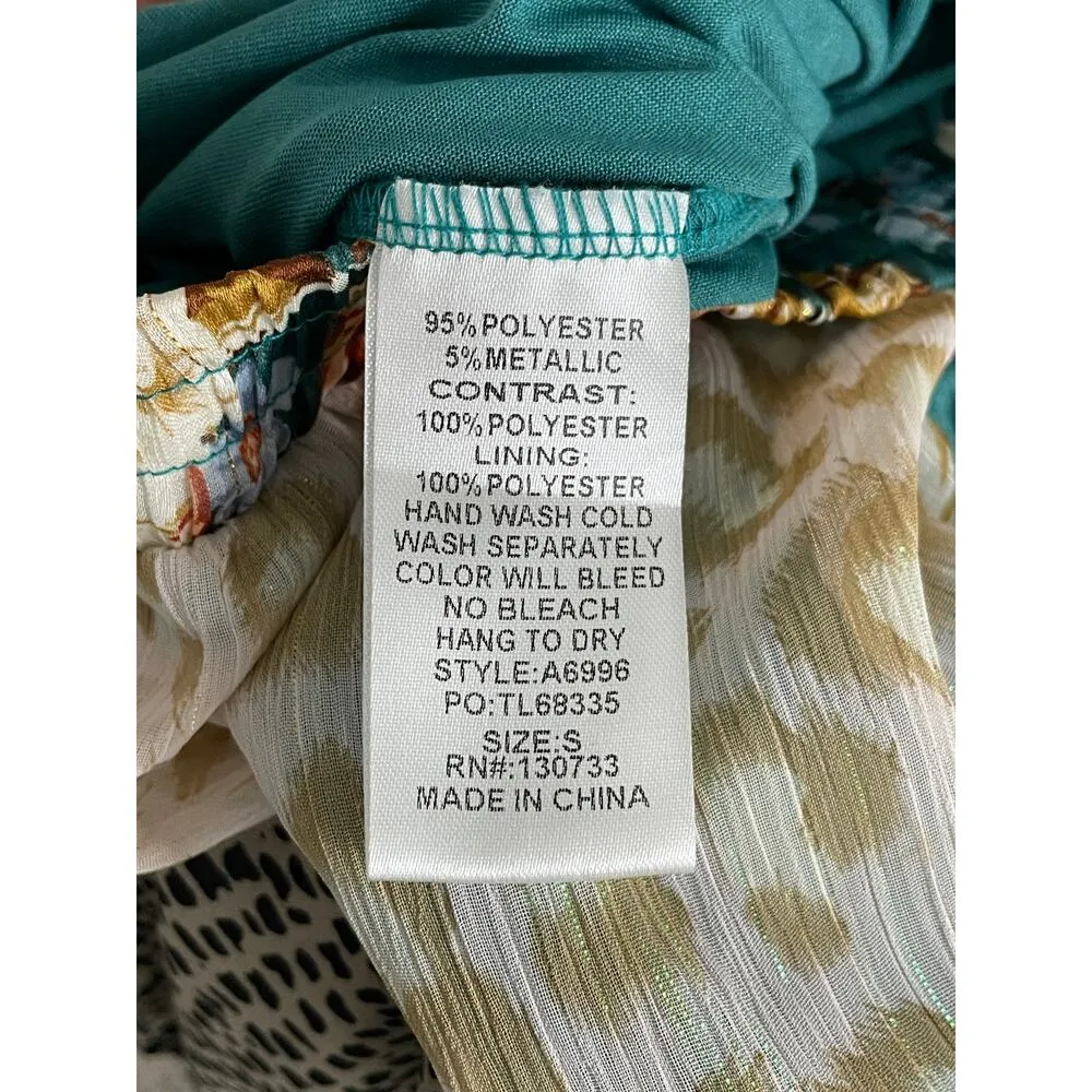 Umgee Patchwork Floral Animal Print Metallic Skirt - Image 10