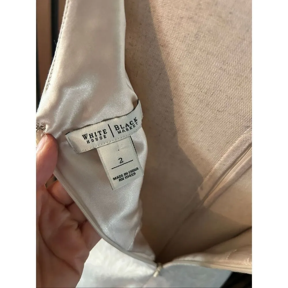 White House black market sparkly dress white and gold size 2 - Image 4