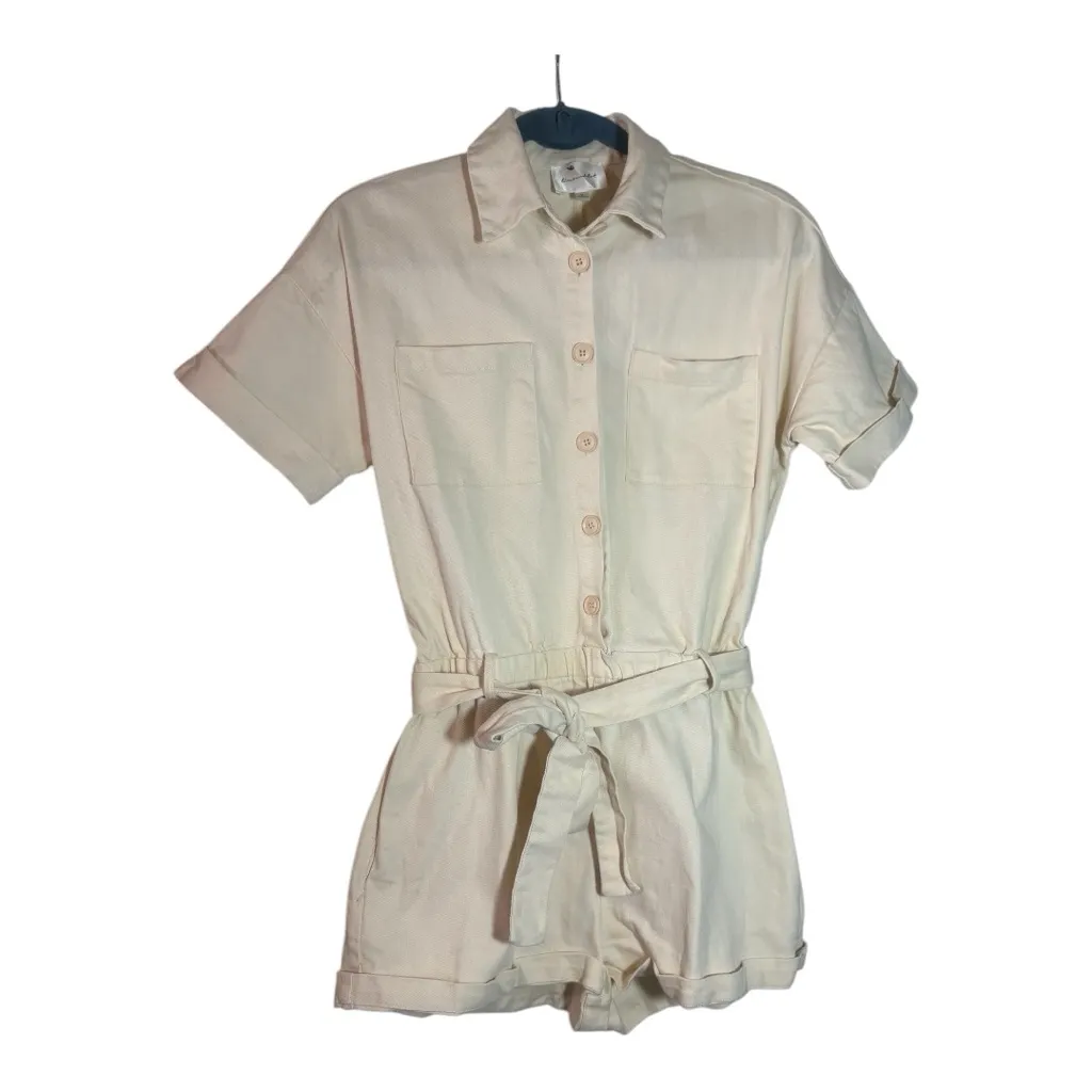 LINE & DOT Roi Cream Denim Romper - Image 2
