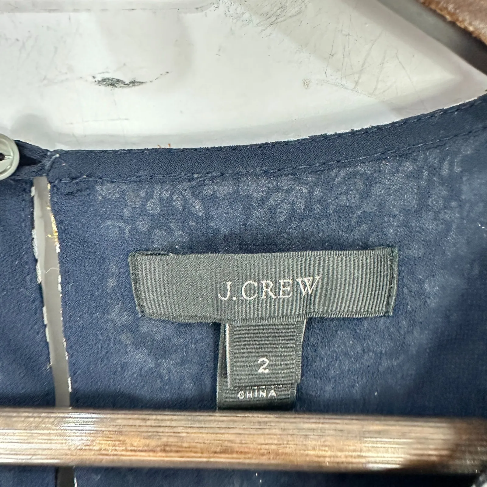 J.Crew Silk Blend Top 2 Blue Floral Metallic Gold‎ Blouse Quiet Luxury Cottage - Image 3