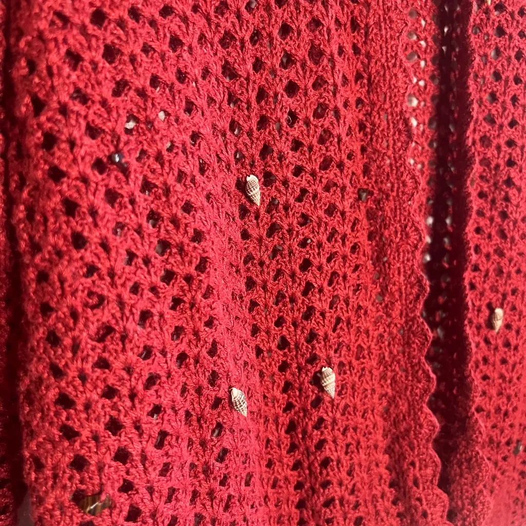 Vintage Seashell Open Knit Cardigan - Image 3