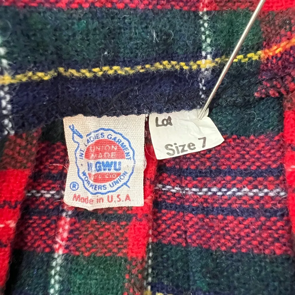 Vintage Plaid Mini Skirt Red Tartan Pleated Preppy Size XS - Image 3