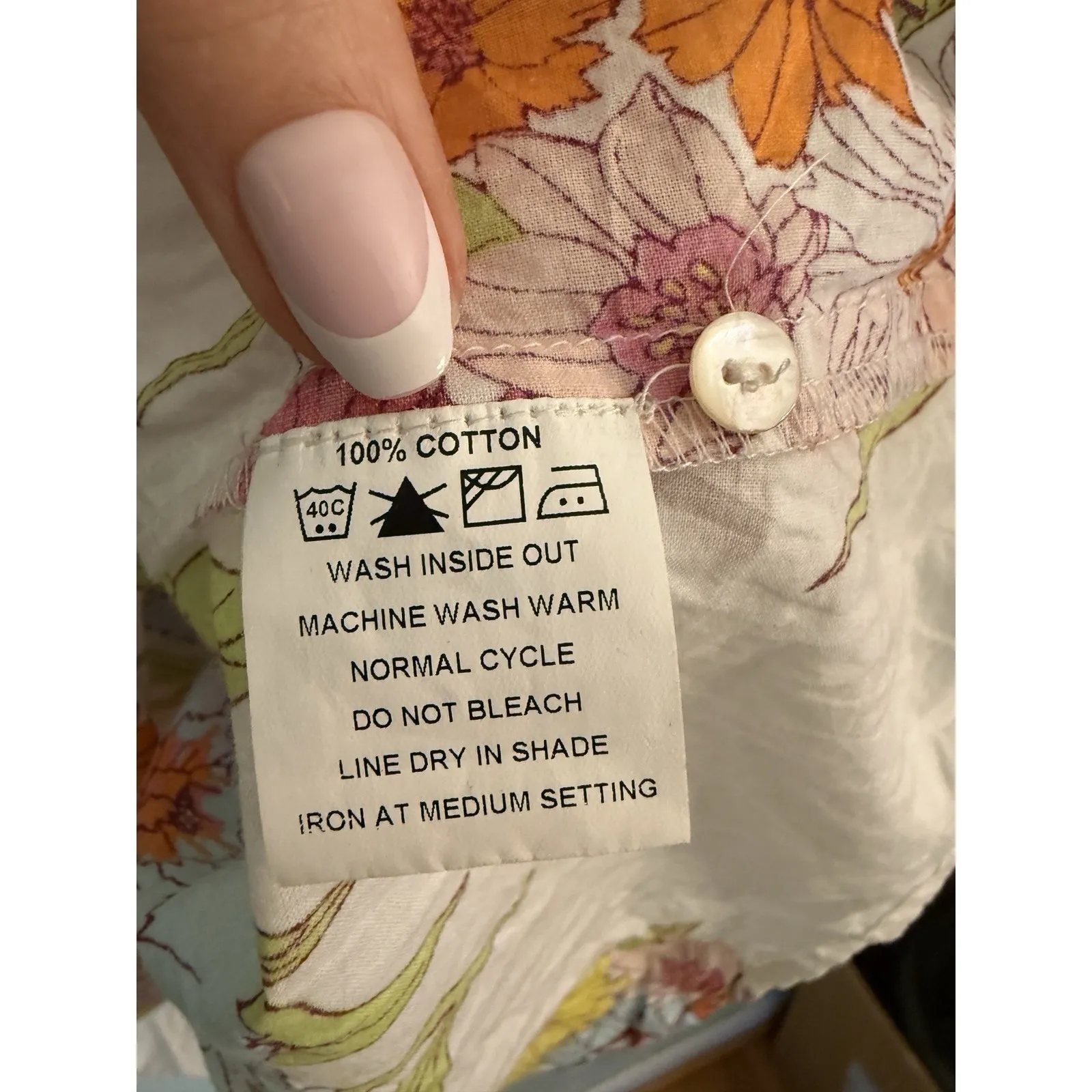 DNMX Women Floral Print embroidered Peplum Top XL Eyelet Shirt White - Image 9