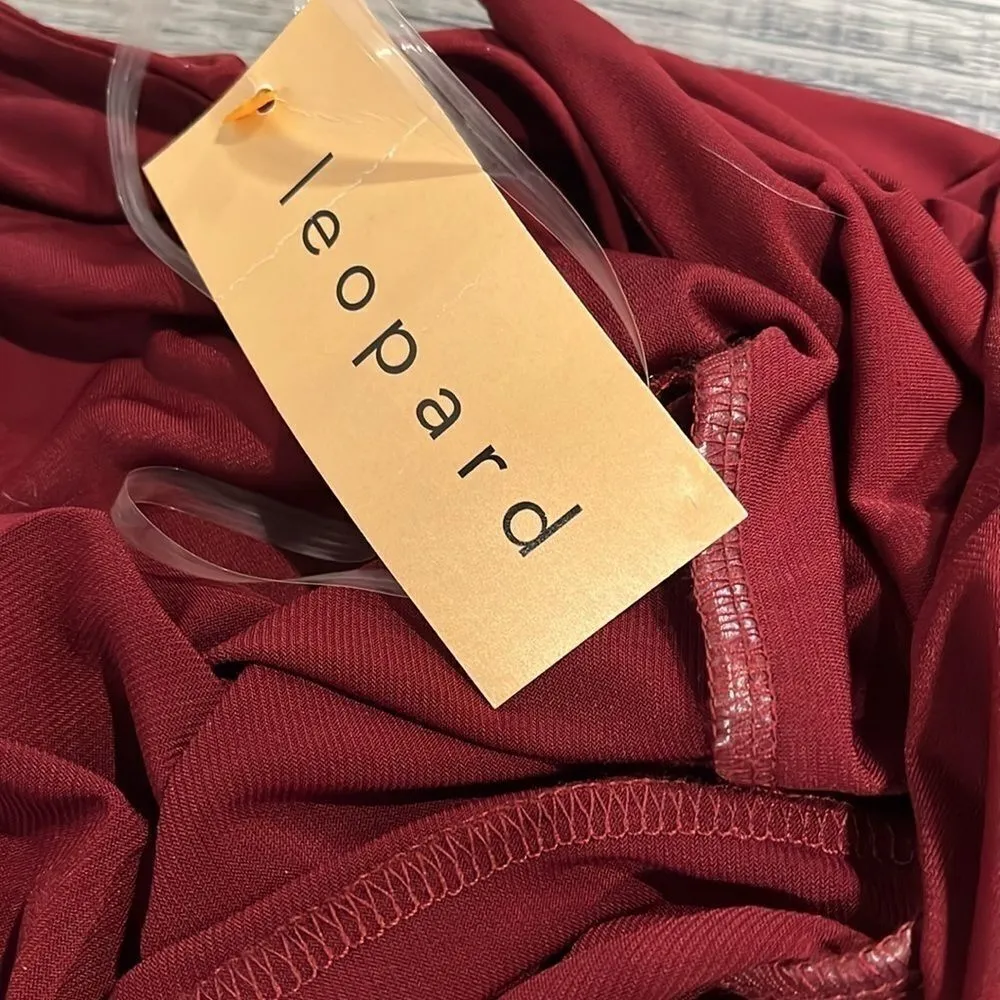 LUSH NWT high front slit slip dress burgundy - small - Image 8