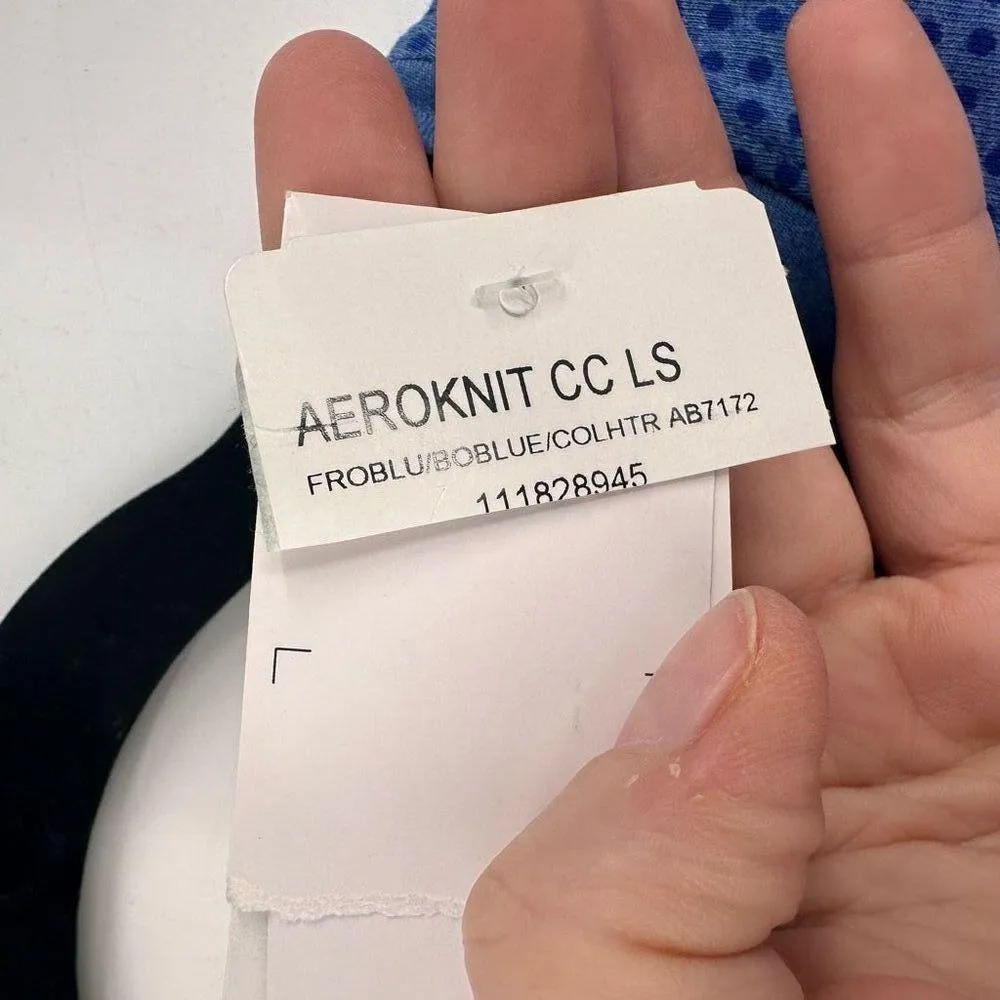 NWT Adidas Women's Aeroknit Climacool Polka Dot V Neck Training Shirt Blue Large - Image 7