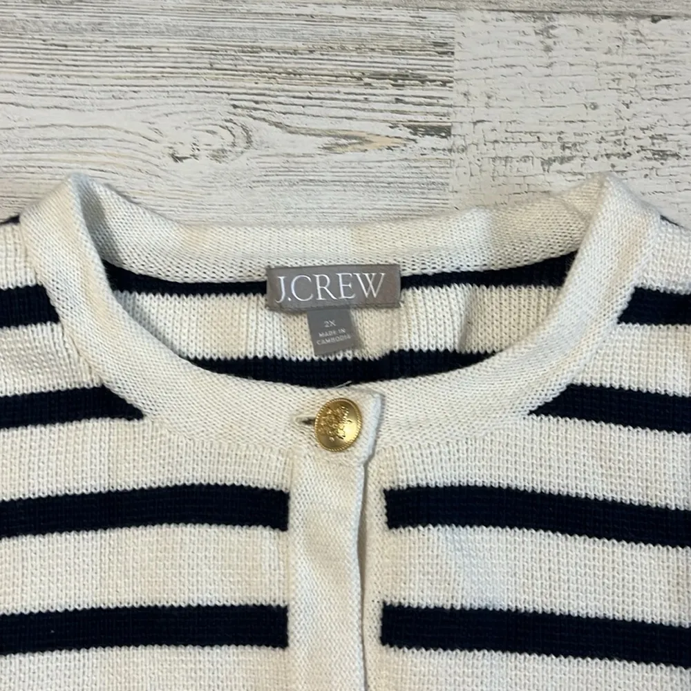 J Crew Striped Cotton Lady Jacket Cardigan Size 2X - Image 9