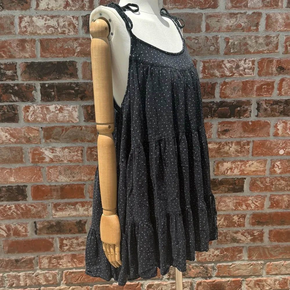 Anthropologie Cece Ditsy Dot Tiered Woven Black Polka Dot Sundress / L / EUC - Image 4