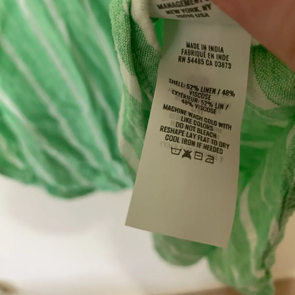 Aerie Pool to Party Celebrity Green Linen Blend Button Down Cover Up Top Size M - Image 5