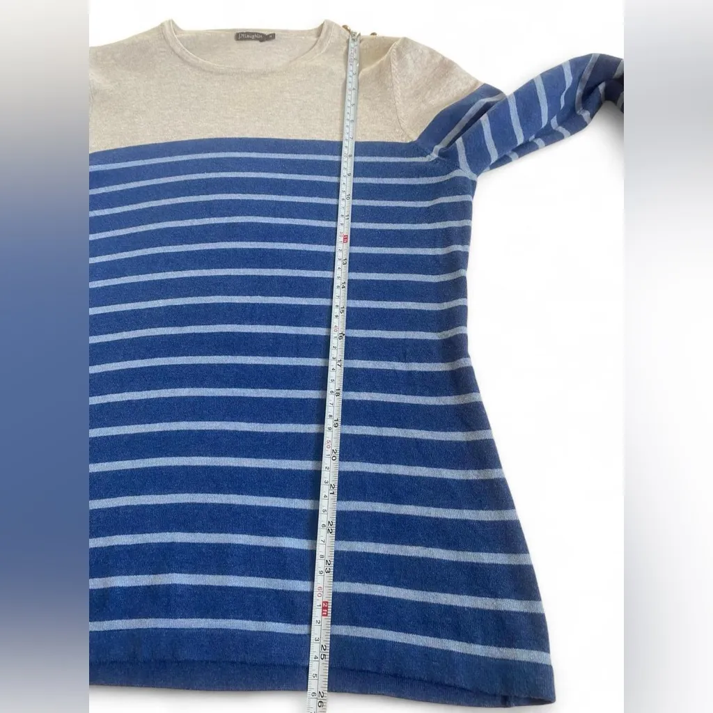 J. McLaughlin Blue Gray Stripe Colorblock Knit Top Sweater Medium - Image 7