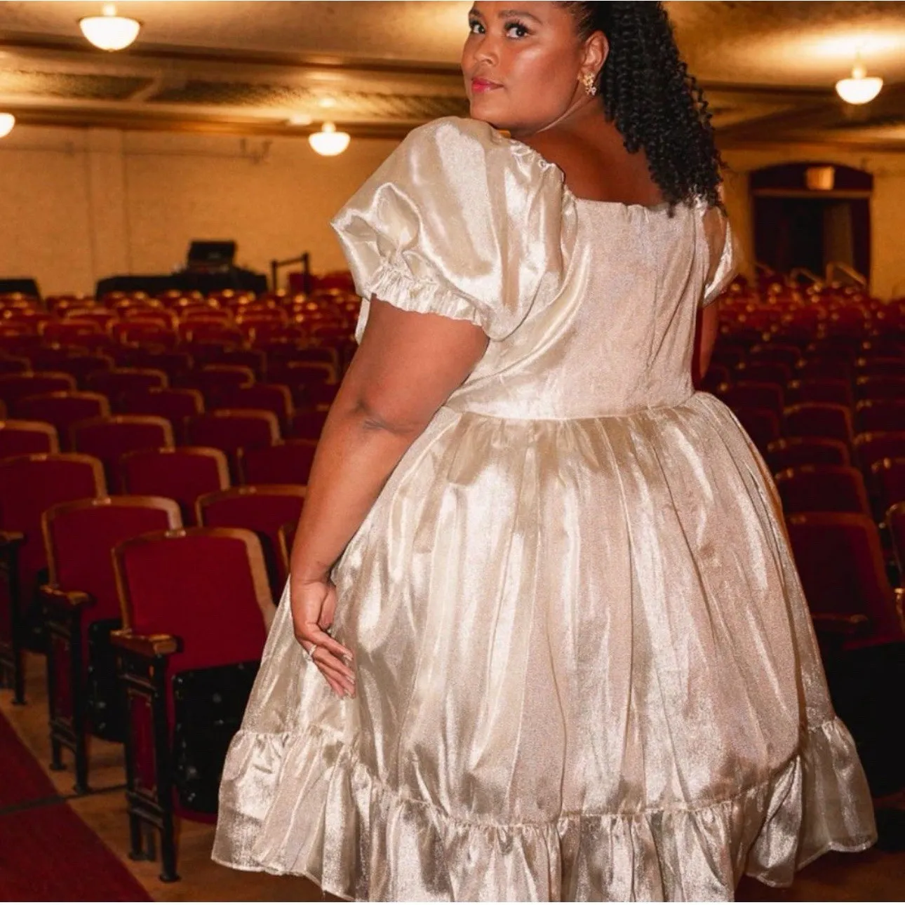 Ivy City Co Coco Dress Champagne Gold Puff Sleeve NWT‎ Size 3XL - Image 4