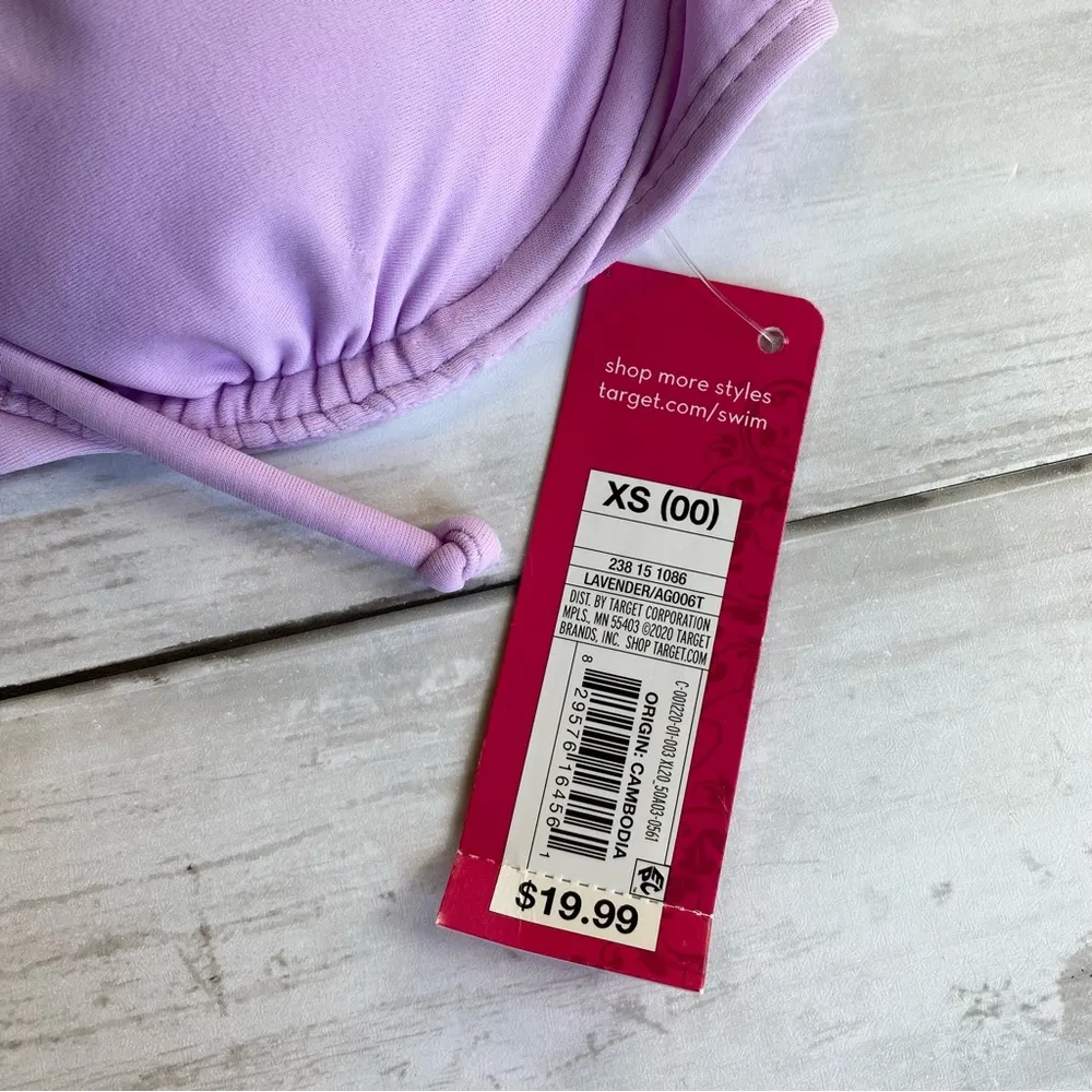 Lavender Swimsuit Adjustable Spaghetti Straps Padded Cups Bikini Top Sz XS NWT - Image 6