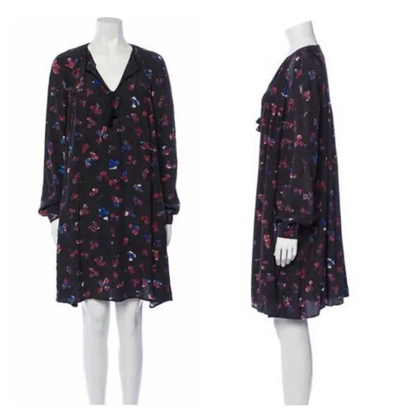 Hatch Maternity Tunic Dress One Size Black Floral Oversized Long Sleeve Mini - Image 2