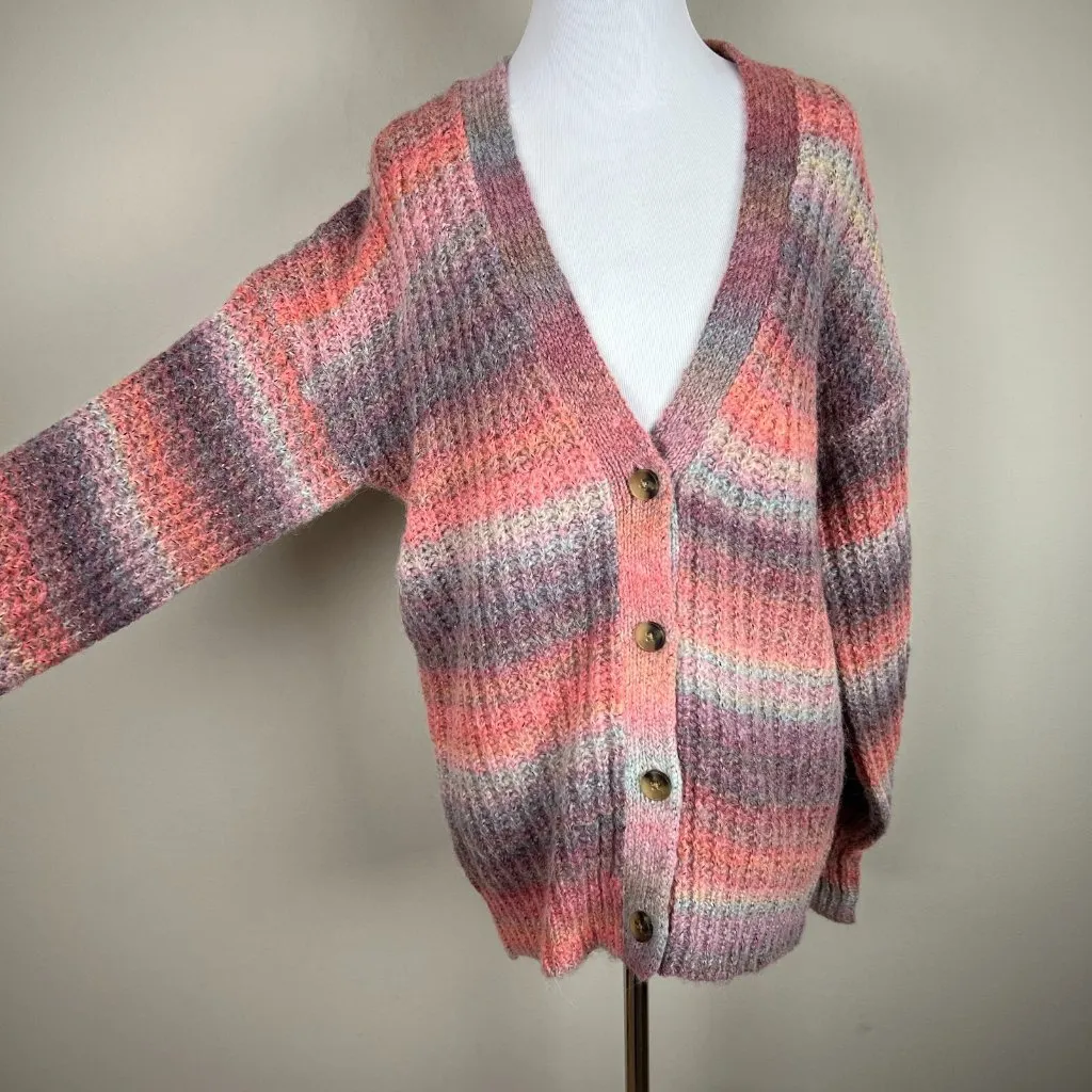 Sundance Cardigan Sweater S Northern Lights Alpaca Wool‎ Stripe Chunky Rib Knit - Image 13