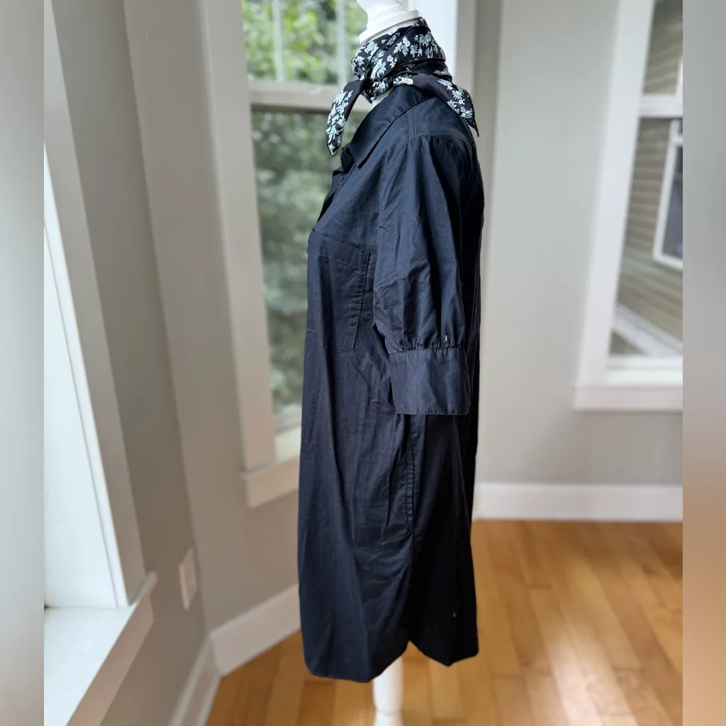 Old Navy Black Cotton Short Sleeve Button Down Shirt Dress French Style Medium - Image 11