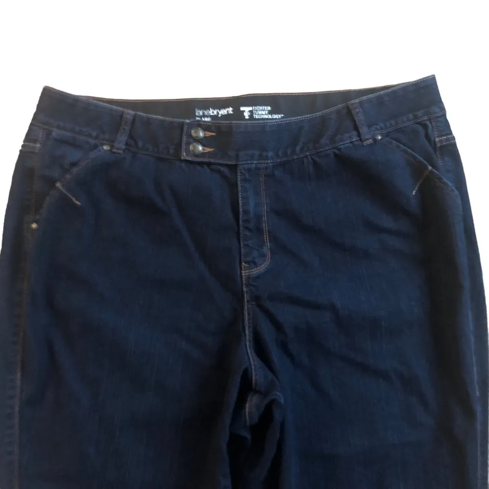 Lane Bryant Tighter Tummy Tuck Dark Denim Stretch Flare Jean Size 24X34 Plus Sz. - Image 4