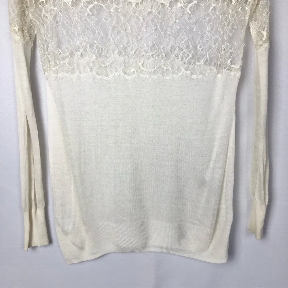 Boutique Snidal Lace Stripe Crew Neck Pullover Sweater S - Image 3