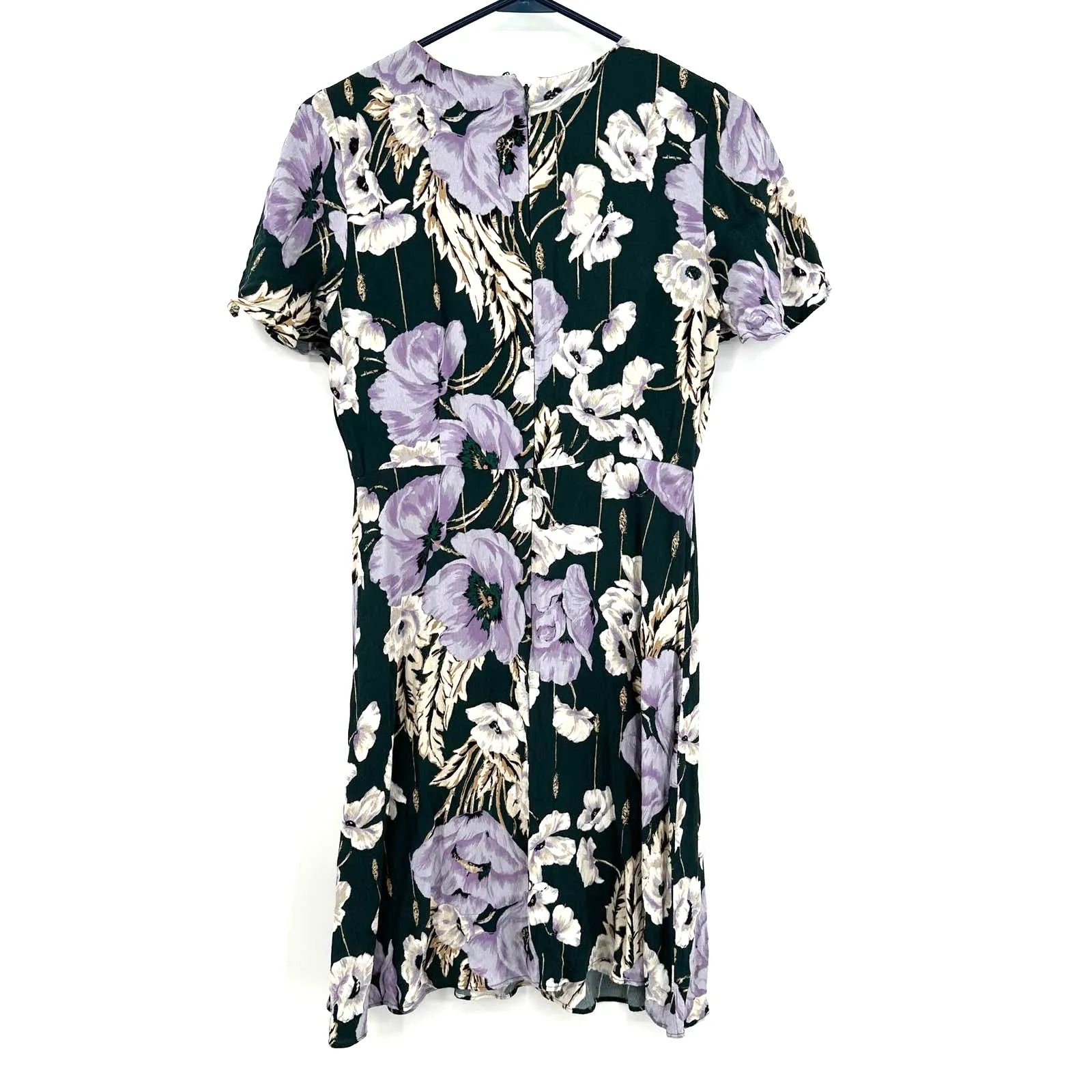 Ann Taylor petite size 4 high neck‎ short sleeve floral dress teal purple - Image 2