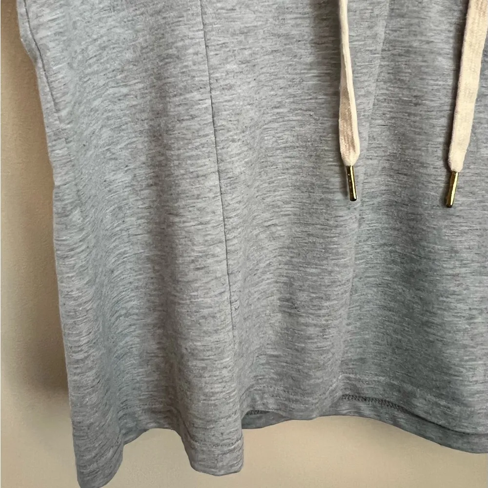 Pullover Gray Hooded Sweatshirt‎ Tie Lace Front Size M - Image 3