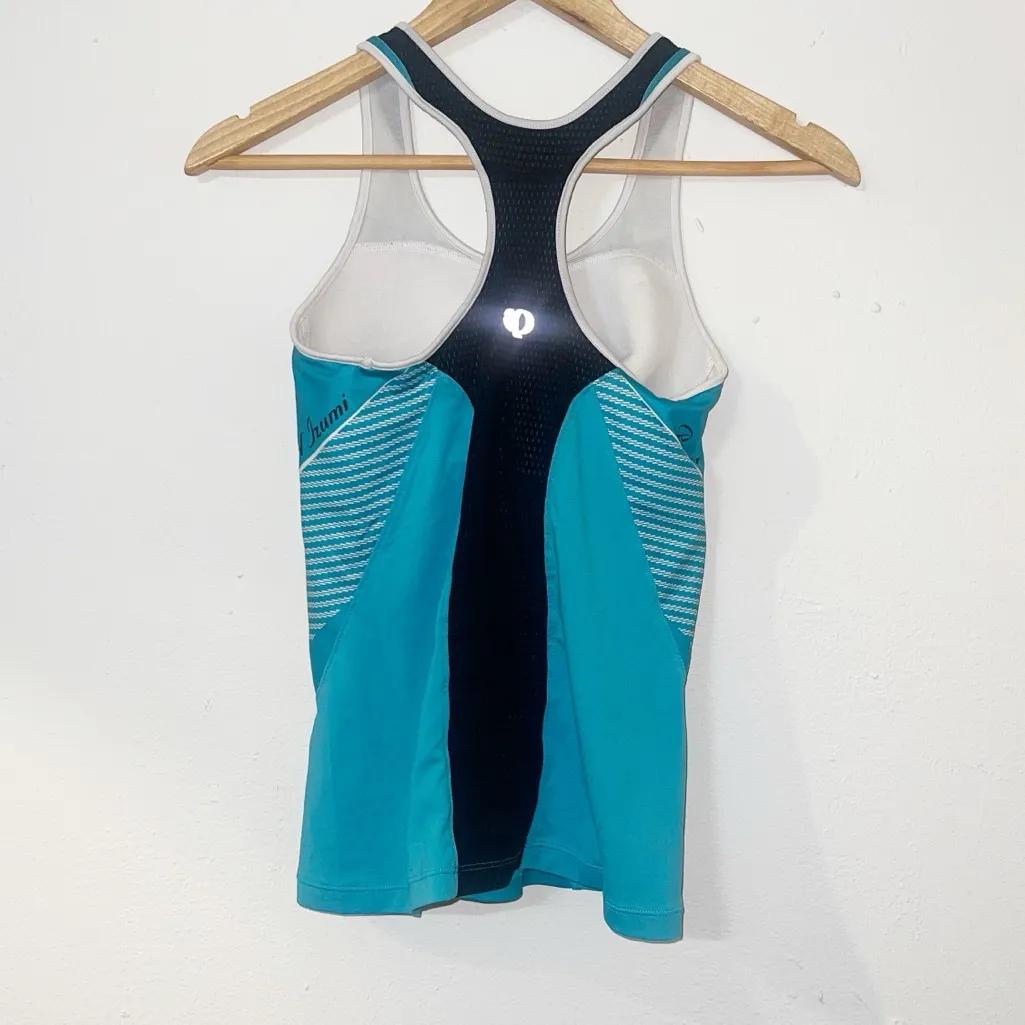 Pearl Izumi p.r.o teal black and white womens built in bra biking tank top - Image 9
