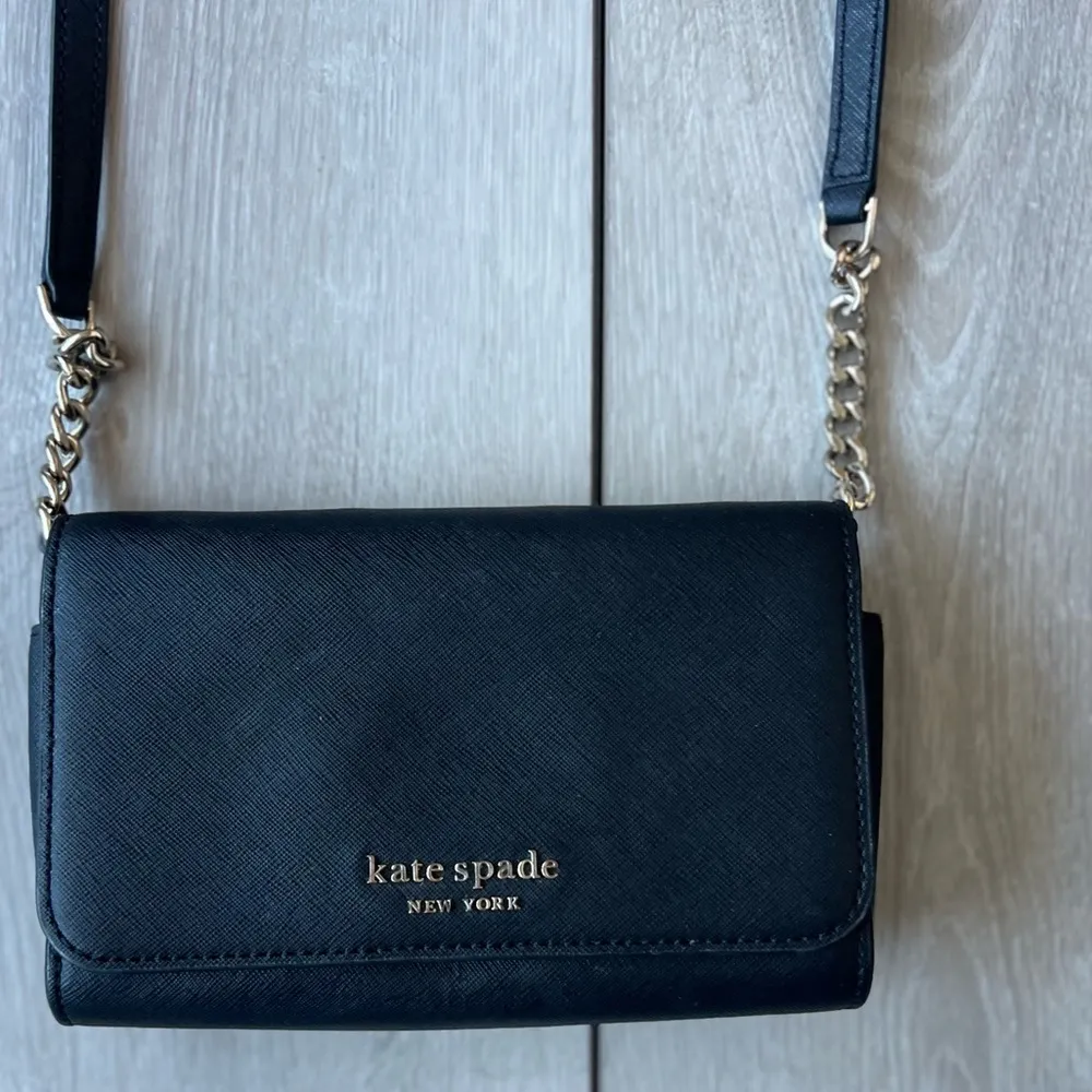 Kate Spade Flap Crossbody Chain bag black leather - Image 2