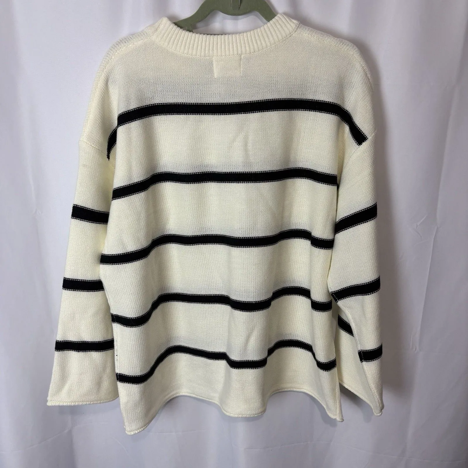NWT Andree By Unit Oversized Sweater Womens Black White Stiped LS Pullover Sz 2X - Image 10