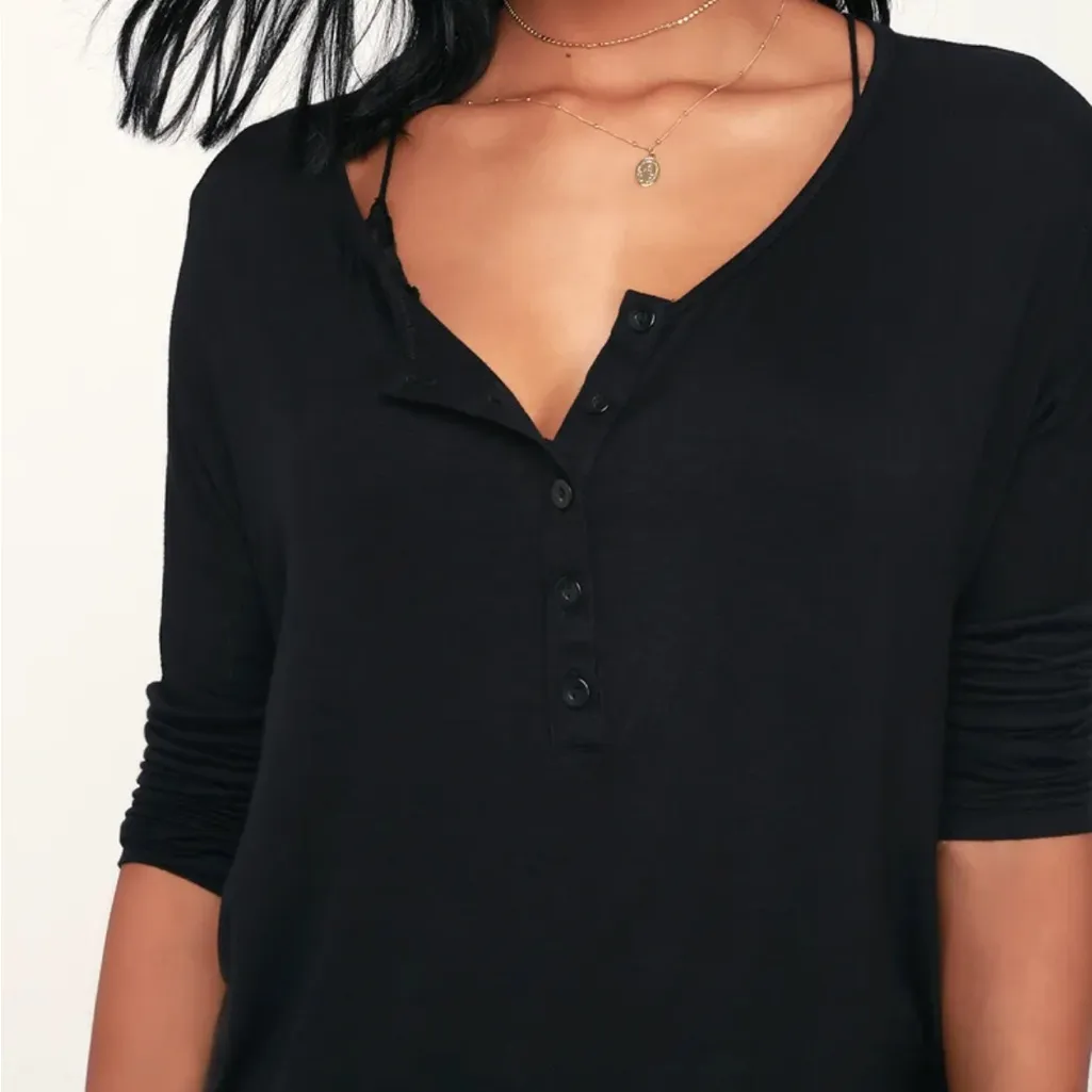 Lulus Greyson dolman long sleeve henley Black Size M - Image 2