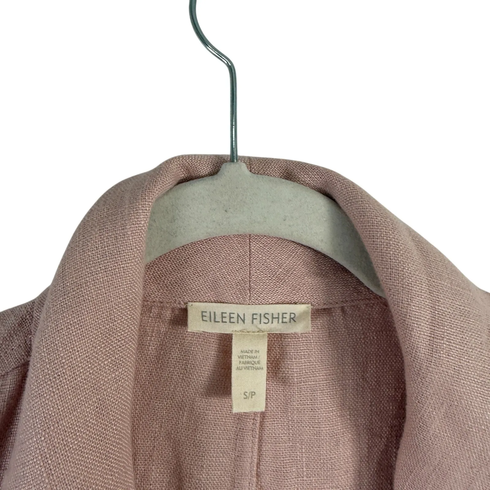 Eileen Fisher 100% Organic Linen Pink Blazer Oversized Lagenlook Womens Small - Image 3