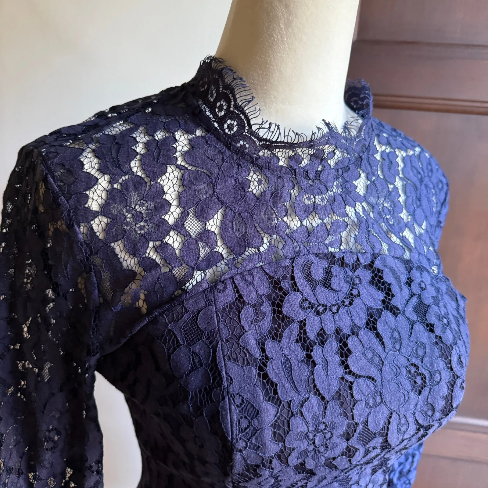 KEEPSAKE the Label | Navy Blue Run the World Lace Long Sleeve Dress Extra Small Size XS - Image 5