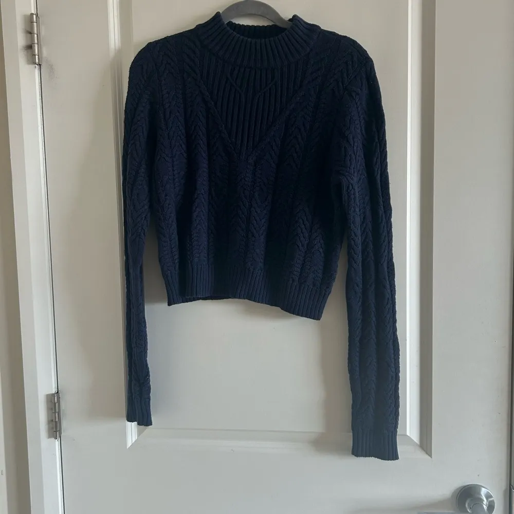 Guess Diane Foil Cable Mock Neck Sweater in Blue XL - Image 8