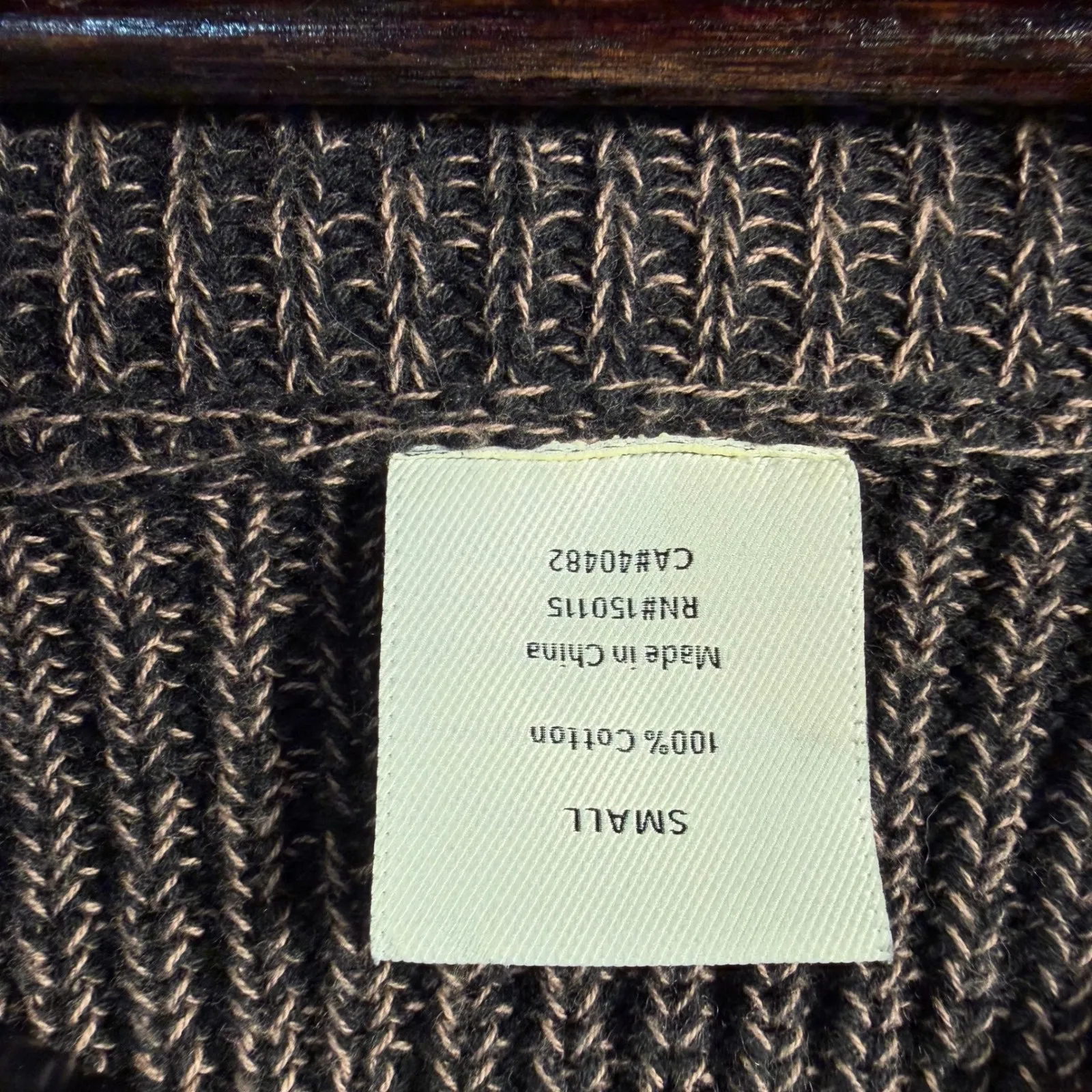 Varley Mentone 100% Cotton 1/4 Zip Knit Sweater Small Dark Brown Cropped Small - Image 14