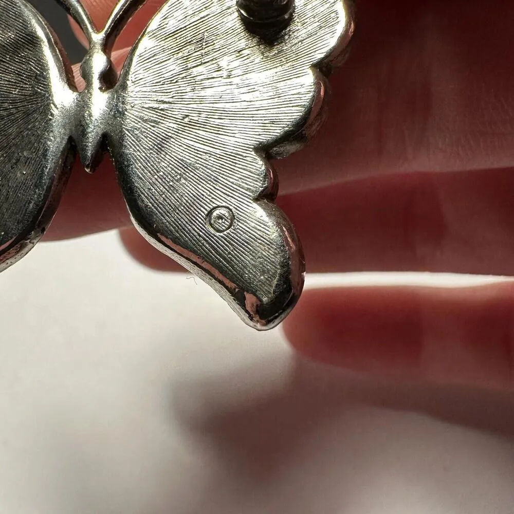 Avon Whispering Wings Enamel Butterfly Insect Cream Enamel Gold Tone Brooch Pin - Image 8