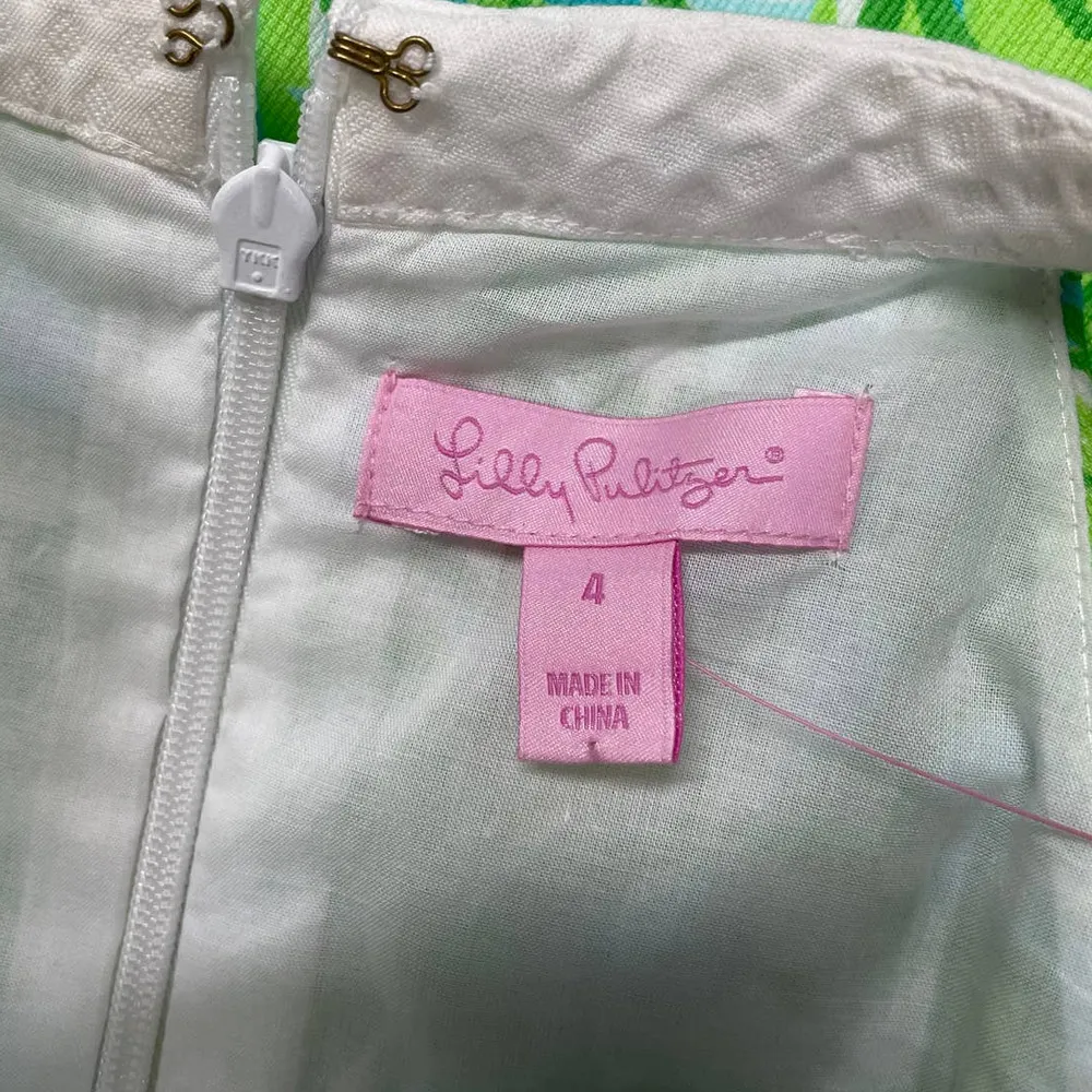 NWT Lilly Pulitzer Fresh Citrus Green Parrot Sheath Dress Women's Size 4 - Image 7