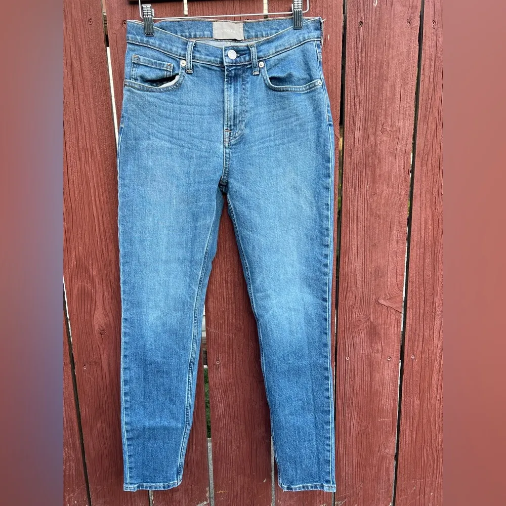 Everlane The High Rise Skinny Jeans Medium  Denim Blue Wash Size 28 - Image 4