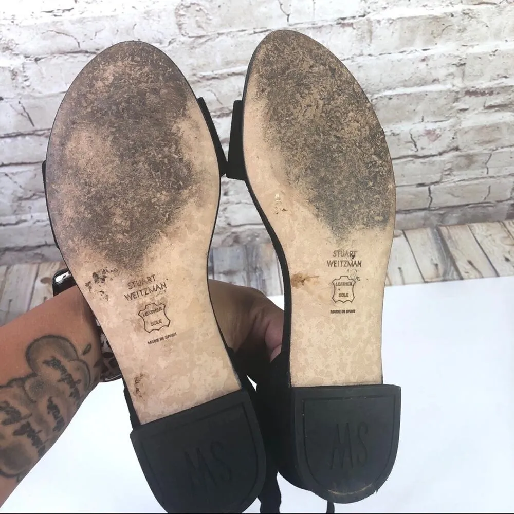 Stuart Weitzman Black 'Corbata' Ankle Wrap Sandals - Image 6