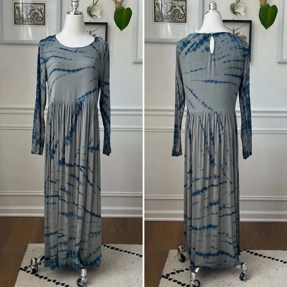 Anthropologie DolanTie Dye Eliska Maxi Dress Sage Moss Green Indigo Blue S - Image 3
