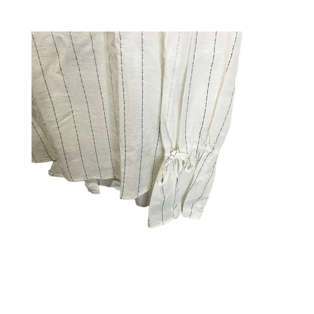 Fate by LED White Black Striped Cold Shoulder Boho Blouse S Long Sleeved - Image 3