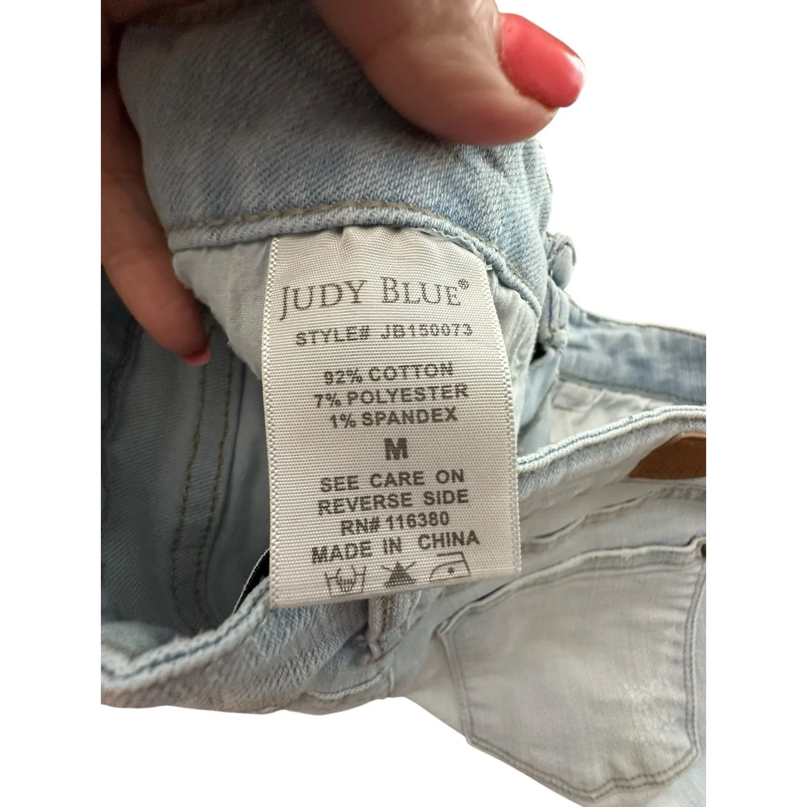Judy Blue Shorts Women's Medium High Waist Fray Hem Cut‎ Off Light Wash #FF7-5 - Image 3