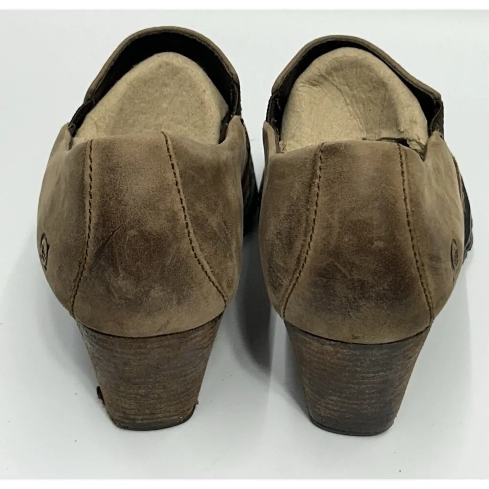 Born Leather Shoes Women's 8.5 EU40 brown boho closed toe heel clog W81296 EUC - Image 4