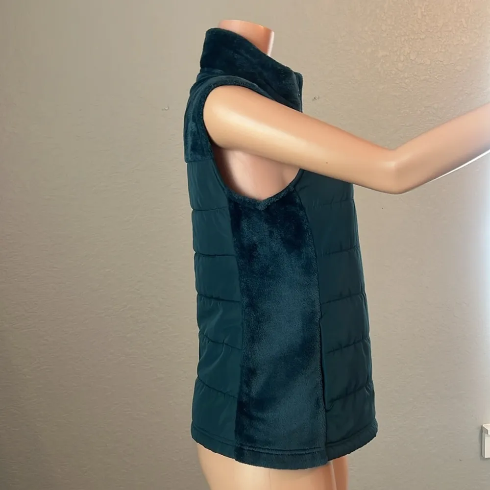 Fila Vest Womens medium Faux Fur dark blue Full Zip Outerwear Coat Jacket #135 - Image 8